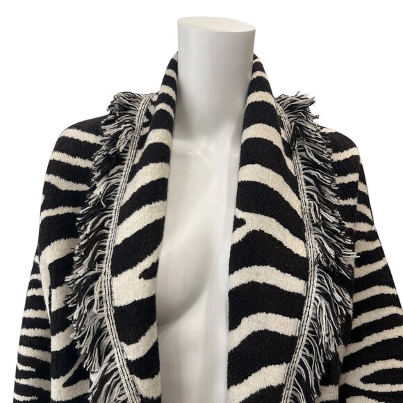 $2930 Alanui Charcoal Brown Ivory Fringe Tassel Cardigan Wool Sweater size Small - Picture 3 of 9